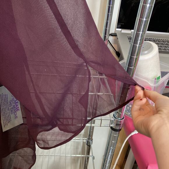 Catherines Burgundy Beaded Sheer Open Front Kimono Evening Cardigan Size 30 - Picture 9 of 11